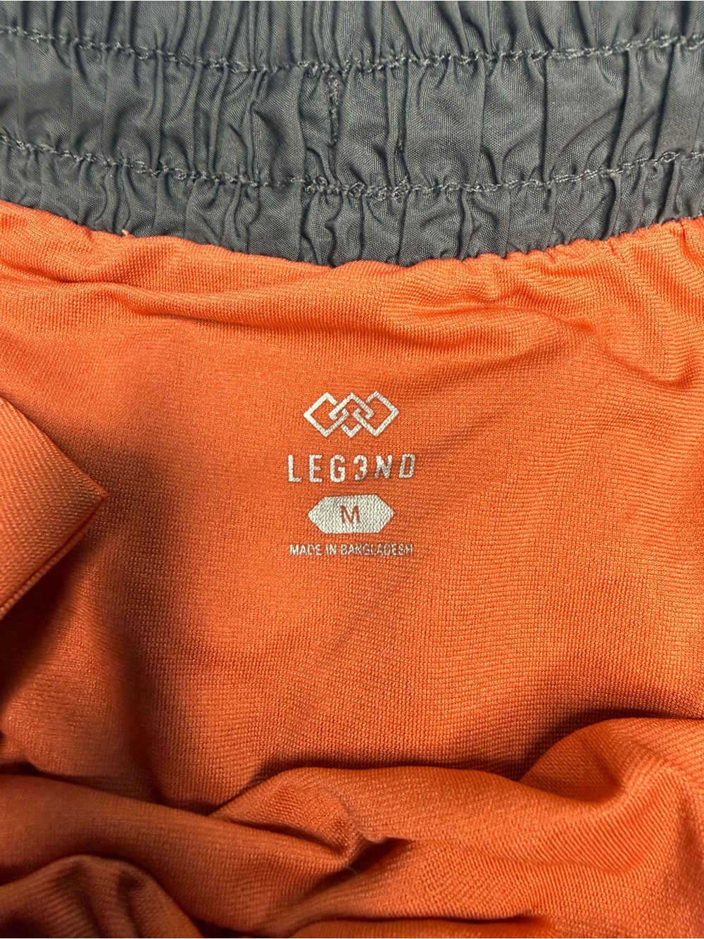 LEG3ND Men's Orange and Gray Athletic Shorts - Performance Medium